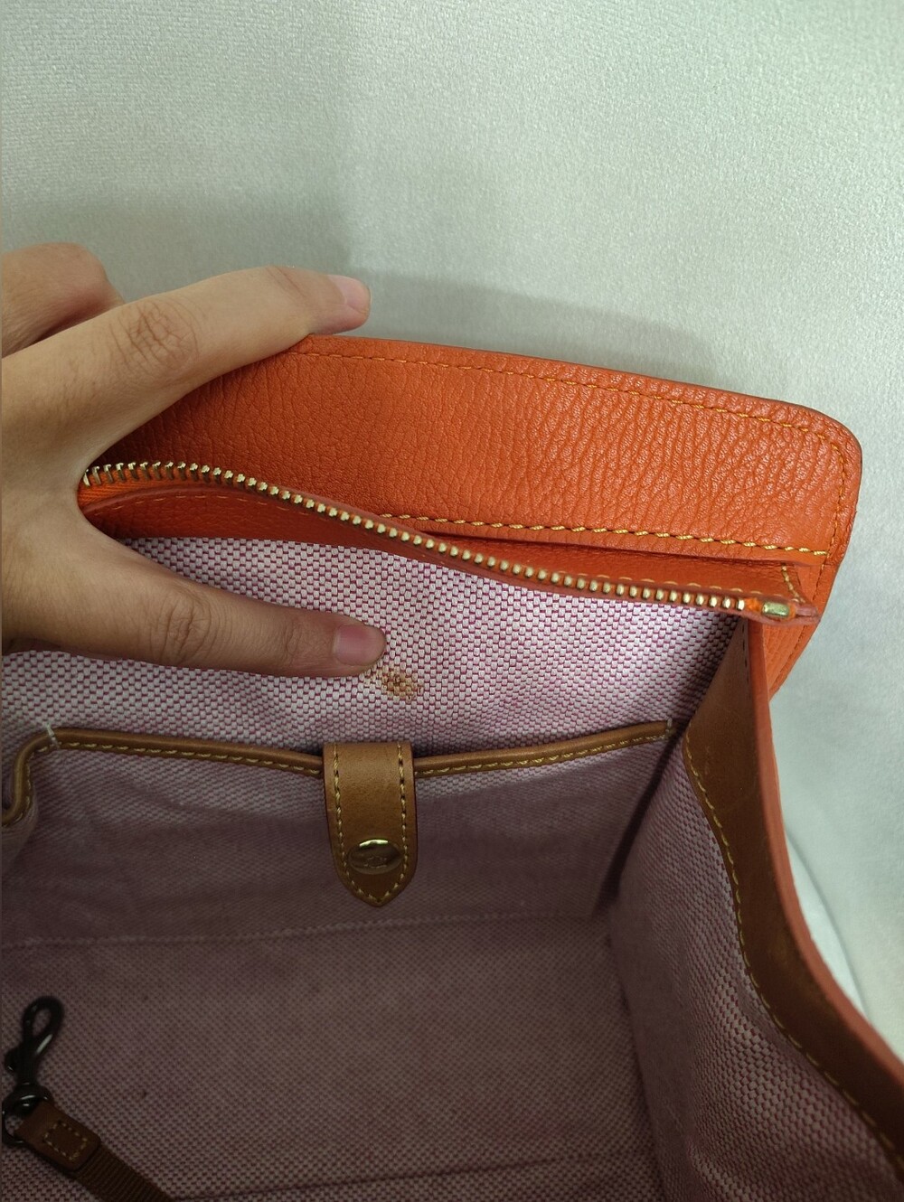 Dooney&Bourke Orange Pebble Grain Leather Blair Bag Satchel EUC - Picture 15 of 16
